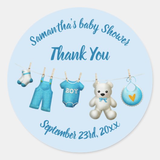 Rond Élégant Baby shower Merci Favoriser Sticker (Devant)