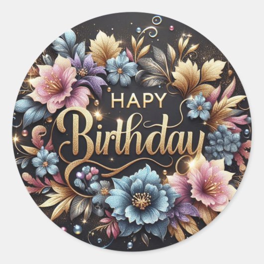 Rond Elegant birthday sticker  (Devant)
