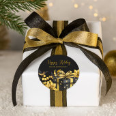 Rond Elegant Black and Gold Happy Holidays Sticker