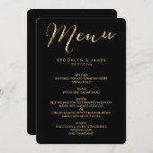 Rond Elegant Black WeddenMenu met Gold Foil Menu (Voorkant / Achterkant)