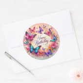 Rond Elegant butterfly birthday sticker  (Enveloppe)