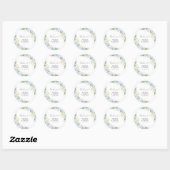 Rond Elegant Dusty Blue Wedding Classic Round Sticker (Feuille)