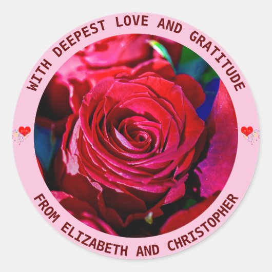 Rond Élégant Ensemble De Roses Rouges Classic Sticker R (Devant)