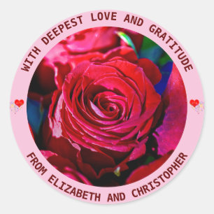 Rond Élégant Ensemble De Roses Rouges Classic Sticker R