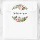 Rond Élégant floral merci sticker avec rose (Sac)