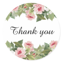 Élégant floral merci sticker avec rose