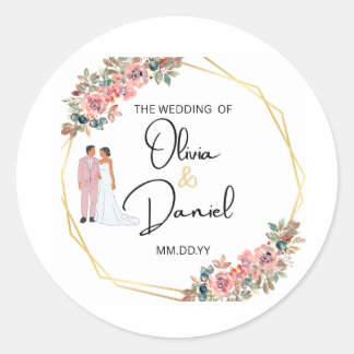 Rond Elegant Floral Wedding Sticker