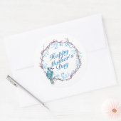 Rond Élégant Happy Mère's Day Bleu Wreath Sticker (Enveloppe)