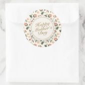 Rond Élégant Happy Mère's Day Floral Frame Sticker (Sac)