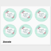 Rond Élégant Happy Mère's Day Floral Frame Sticker (Feuille)