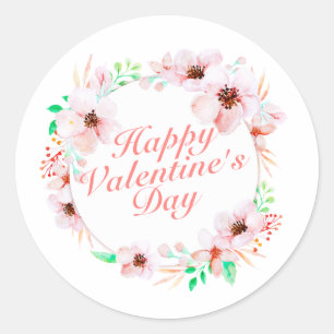 Rond Élégant Heureuse Sainte-Valentin Sticker Floral