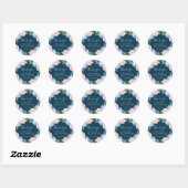 Rond Élégant Merci Favor Sticker Hydrangea Navy (Feuille)
