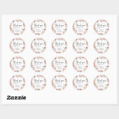 Rond Élégant Merci Floral Mariage Favor Sticker (Feuille)