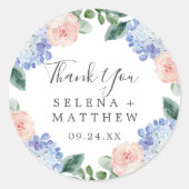 Rond Élégant Merci Hydrangea Mariage Favor Sticker (Devant)