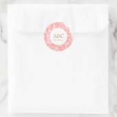 Rond Elegant Monogram Dusty Pink Floral Wedding Sticker (Sac)