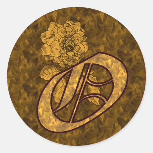 Rond Élégant monogramme initial O Gold Peony Sticker (Devant)
