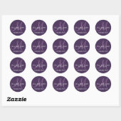 Rond Élégant Monogramme Violet Mariage Favor Sticker (Feuille)