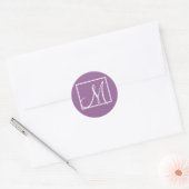 Rond Élégant Monogramme violet Sticker Mariage initial (Enveloppe)