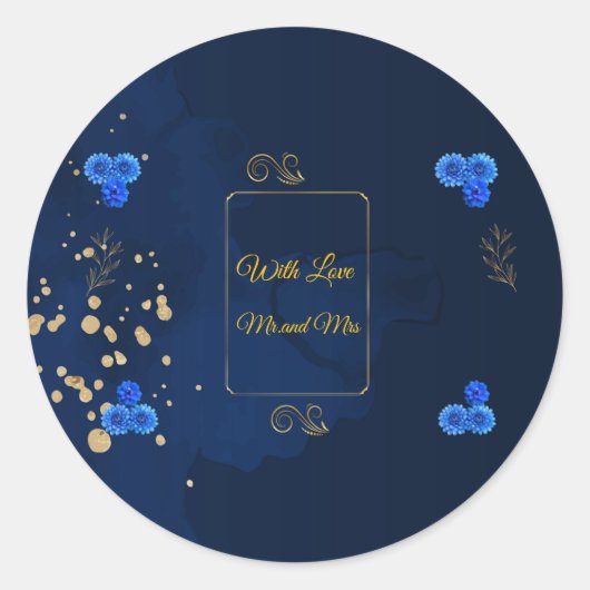 Rond Elegant Navy Blue Envelope Seal Sticker (Devant)