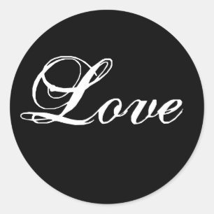 Rond Élégant Noir Blanc Amour Mariage Favoriser Sticker