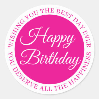 Rond Elegant Pink “Happy Birthday” Sticker