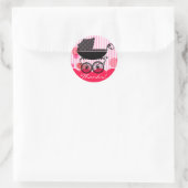 Rond Élégant Retro Baby Carriage - Sticker Baby shower (Sac)