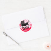 Rond Élégant Retro Baby Carriage - Sticker Baby shower (Enveloppe)