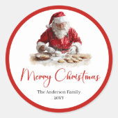 Rond Elegant Santa Claus Gift Label Sticker Template (Devant)