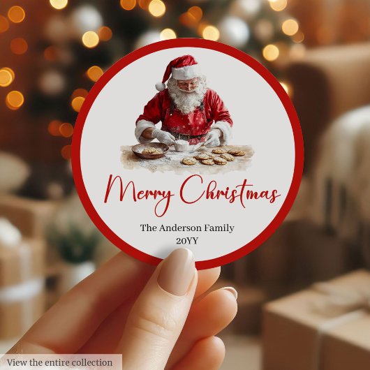 Rond Elegant Santa Claus Gift Label Sticker Template