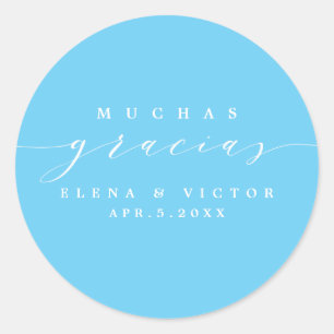 ROND ELÉGANT SCRIPT MUCHAS GRACIAS   MERCI STICKER