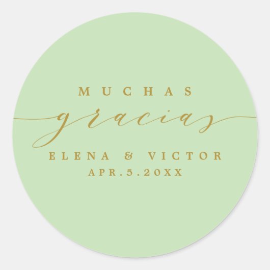 ROND ELÉGANT SCRIPT MUCHAS GRACIAS | MERCI STICKER (Devant)