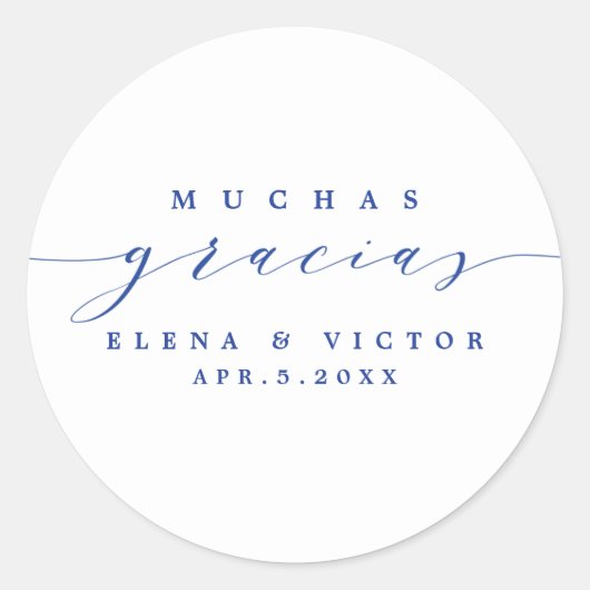 ROND ELÉGANT SCRIPT MUCHAS GRACIAS | MERCI STICKER (Devant)