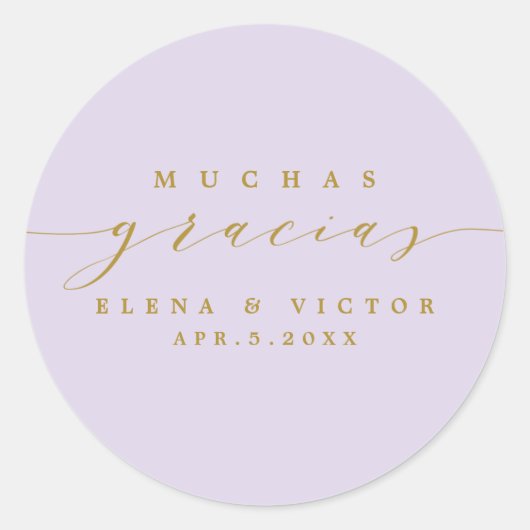 ROND ELÉGANT SCRIPT MUCHAS GRACIAS | MERCI STICKER (Devant)