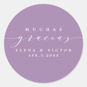 ROND ELÉGANT SCRIPT MUCHAS GRACIAS   MERCI STICKER