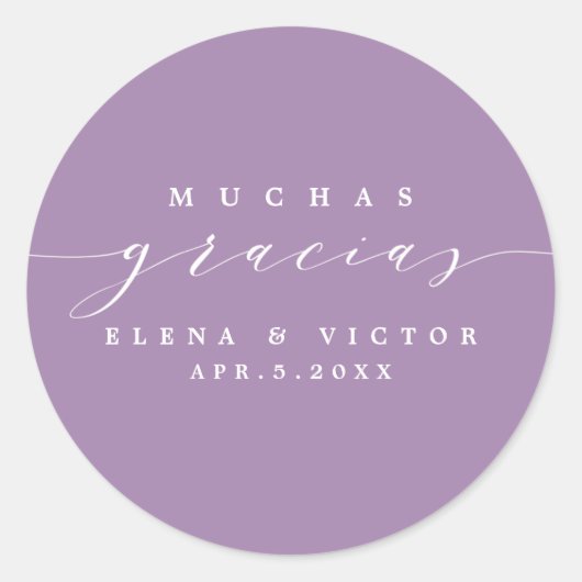 ROND ELÉGANT SCRIPT MUCHAS GRACIAS | MERCI STICKER (Devant)