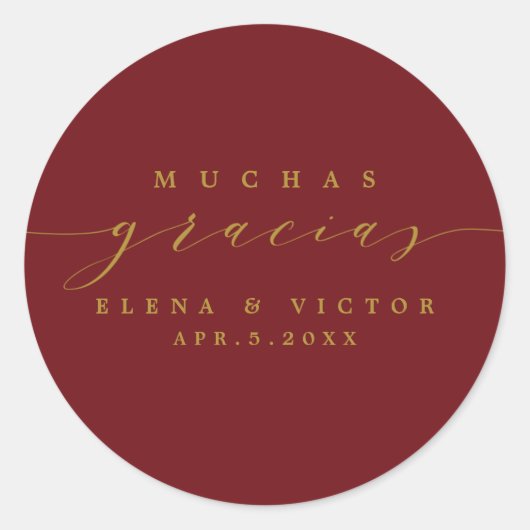 ROND ELÉGANT SCRIPT MUCHAS GRACIAS | MERCI STICKER (Devant)