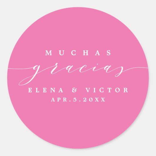 ROND ELÉGANT SCRIPT MUCHAS GRACIAS | MERCI STICKER (Devant)