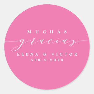 ROND ELÉGANT SCRIPT MUCHAS GRACIAS   MERCI STICKER