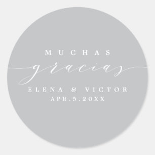 ROND ELÉGANT SCRIPT MUCHAS GRACIAS   MERCI STICKER