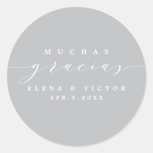 ROND ELÉGANT SCRIPT MUCHAS GRACIAS | MERCI STICKER (Devant)