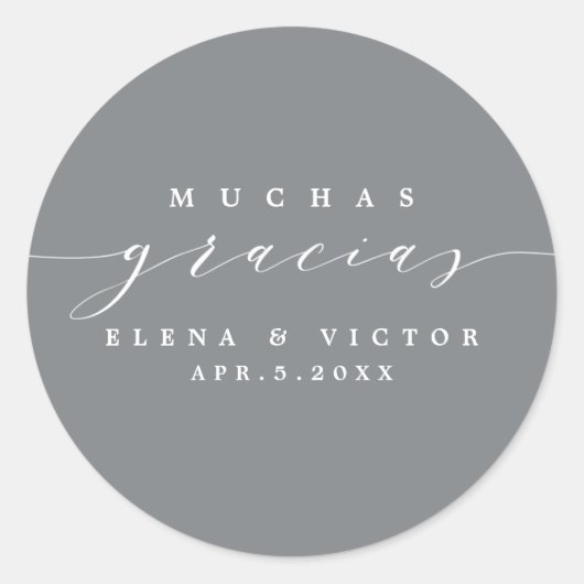 ROND ELÉGANT SCRIPT MUCHAS GRACIAS | MERCI STICKER (Devant)