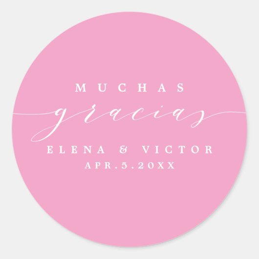 ROND ELÉGANT SCRIPT MUCHAS GRACIAS | MERCI STICKER (Devant)