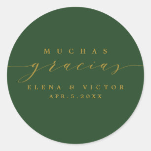 ROND ELÉGANT SCRIPT MUCHAS GRACIAS   MERCI STICKER