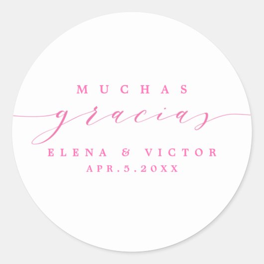 ROND ELÉGANT SCRIPT MUCHAS GRACIAS | MERCI STICKER (Devant)