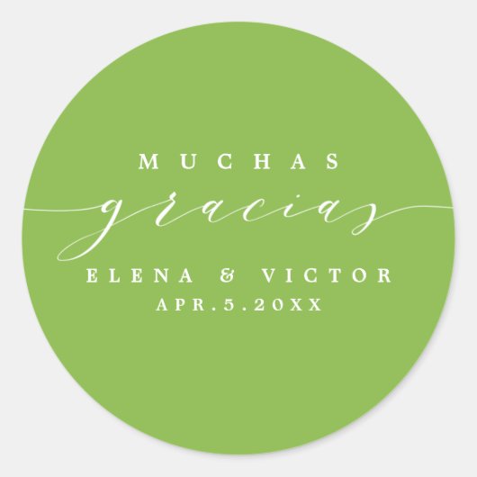 ROND ELÉGANT SCRIPT MUCHAS GRACIAS | MERCI STICKER (Devant)