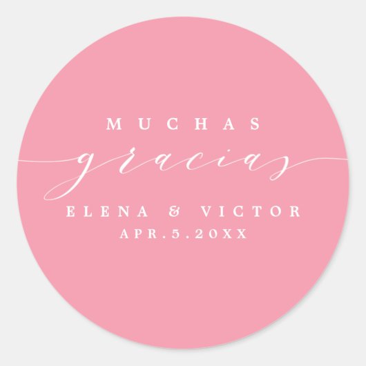 ROND ELÉGANT SCRIPT MUCHAS GRACIAS | MERCI STICKER (Devant)