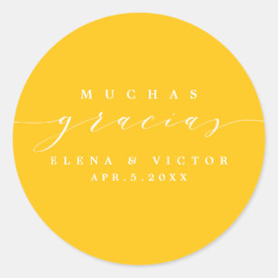 ROND ELÉGANT SCRIPT MUCHAS GRACIAS   MERCI STICKER