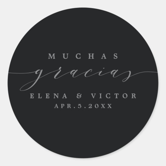 ROND ELÉGANT SCRIPT MUCHAS GRACIAS | MERCI STICKER (Devant)