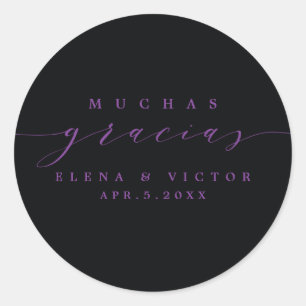 ROND ELÉGANT SCRIPT MUCHAS GRACIAS   MERCI STICKER