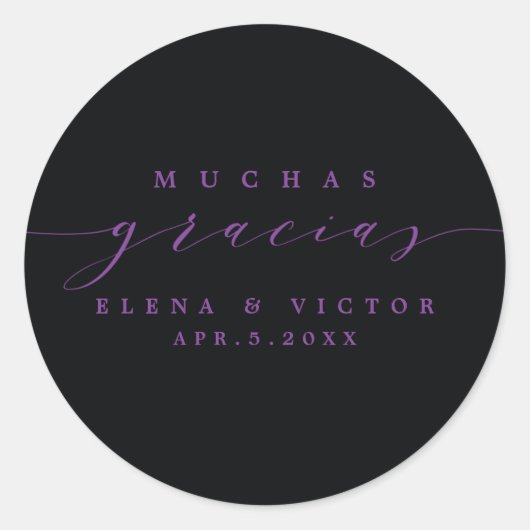 ROND ELÉGANT SCRIPT MUCHAS GRACIAS | MERCI STICKER (Devant)